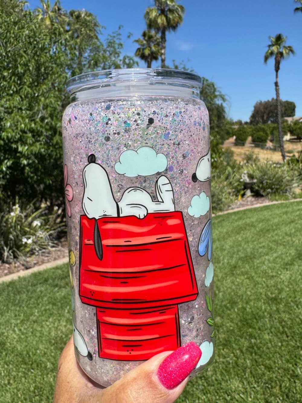 Snoopy snow globe tumbler 16oz